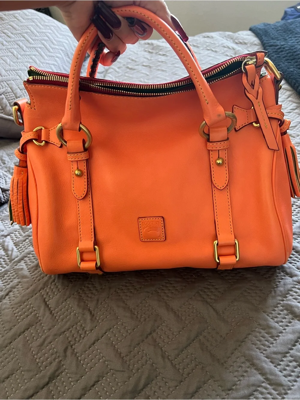 Dooney and Bourke Salmon Leather Satchel Handbag